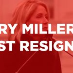 white text on red background says Mary Miller must resign